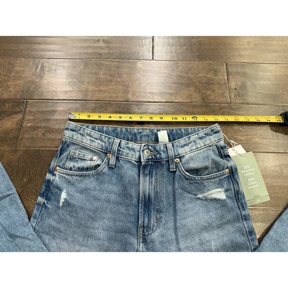 H&M Womens Blue Baggy Low Waist Distressed Taille Basse Denim Jeans Size 2 NWT - Picture 9 of 9